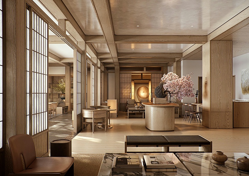 亿伽设计-汤泉设计-京都嘉佩乐温泉酒店：以传统町屋的空间哲思为设计灵感