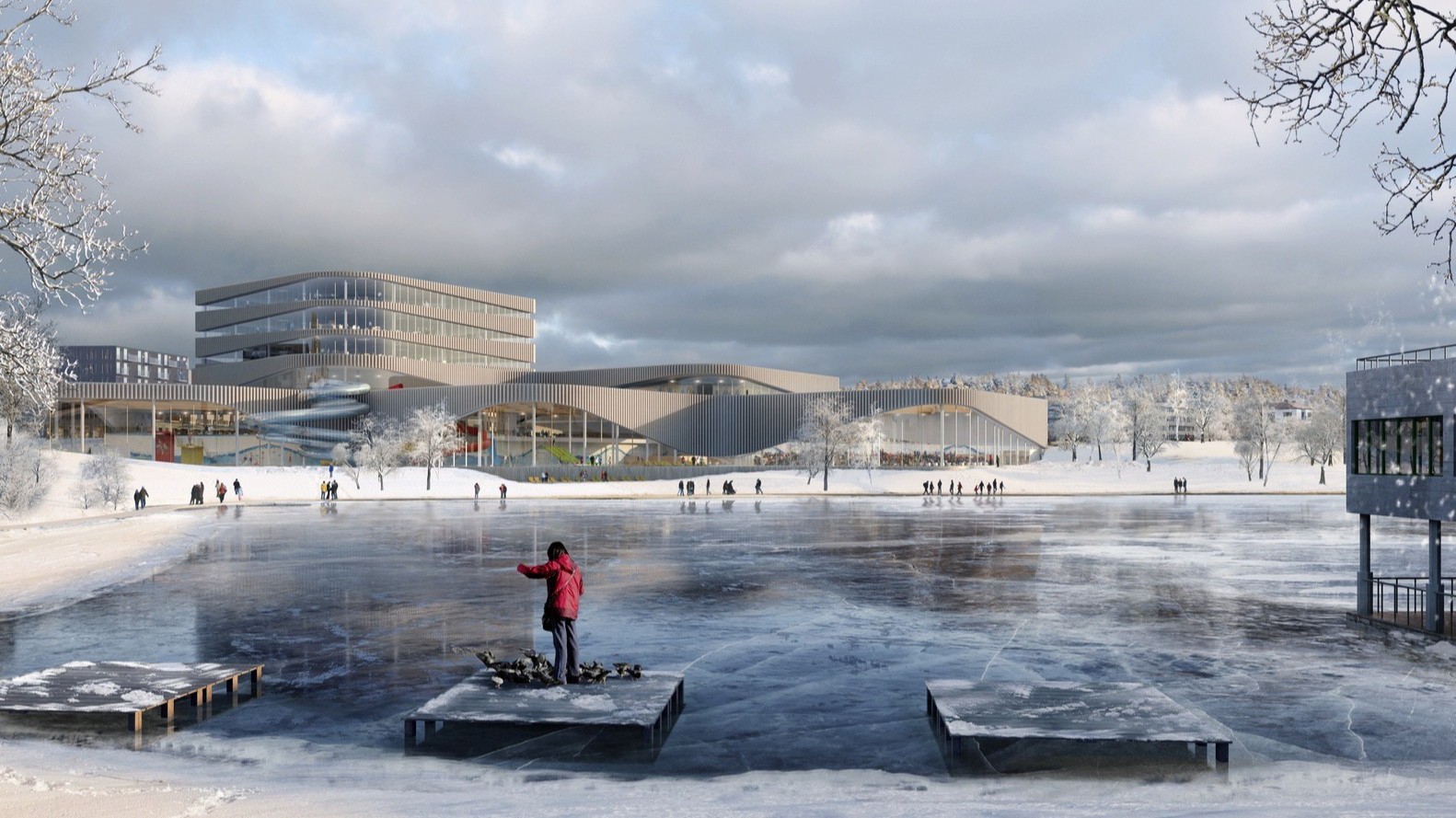亿伽泉温设计-瑞典新水上中心：弯曲的形态源于波浪冲刷海岸的起伏